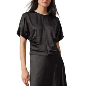 Lilla P Womens Satin Dolman Short Sleeve Shirt-NWT